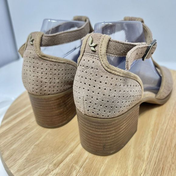 Koolaburra By UGG Shoes Tan Ashlyn Perforated Suede Heeled Sandal Size 10 - Picture 3 of 11